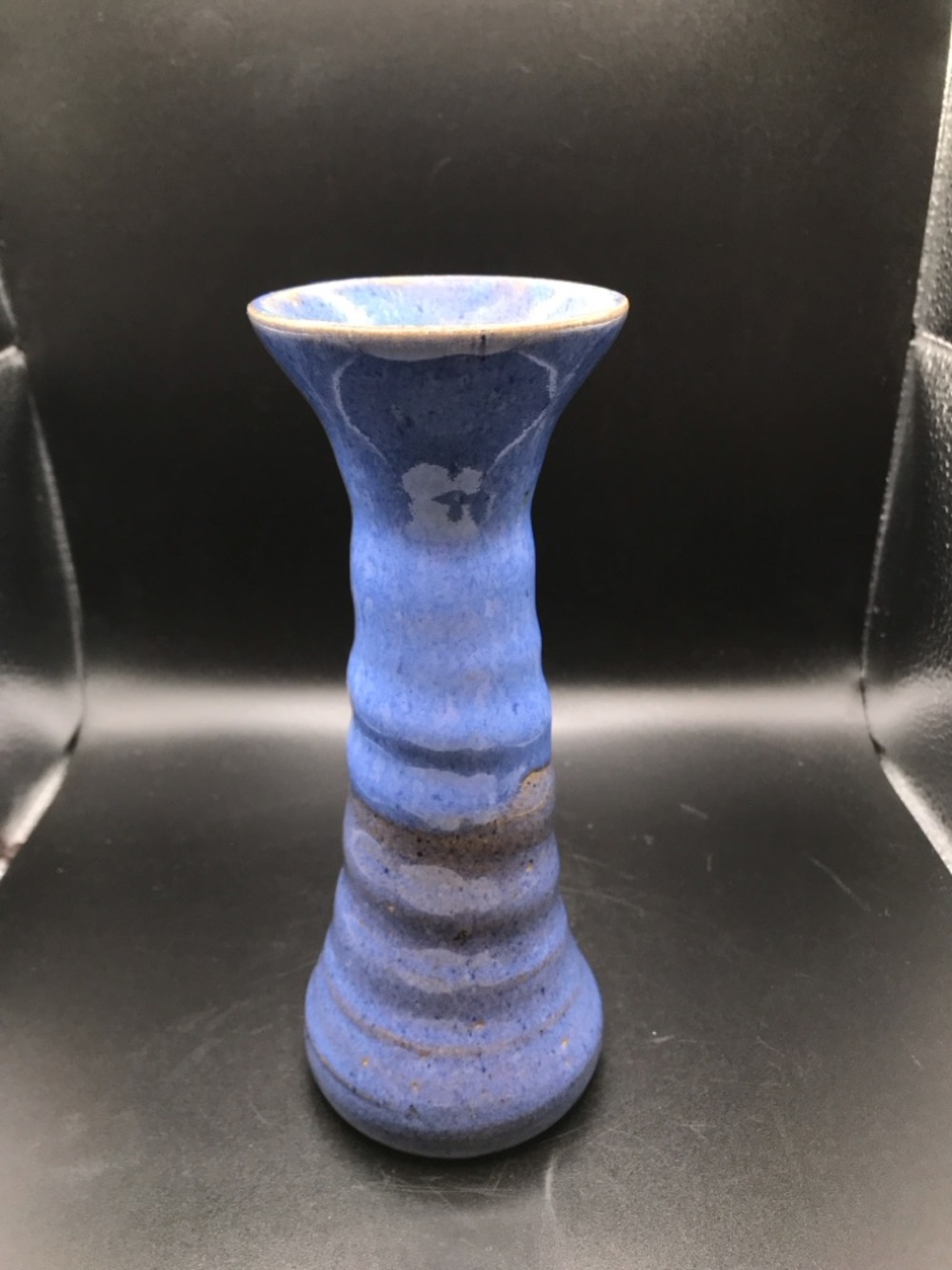 Vintage Artisan Signed 7.5”  Vase Blue Glaze Art Pottery